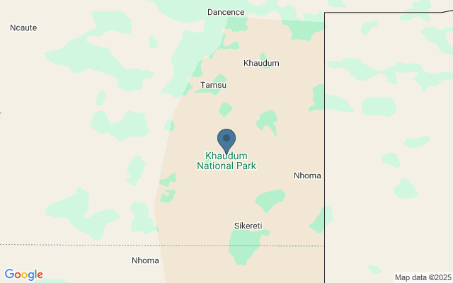 Kaart met locatie Khaudum Game Reserve